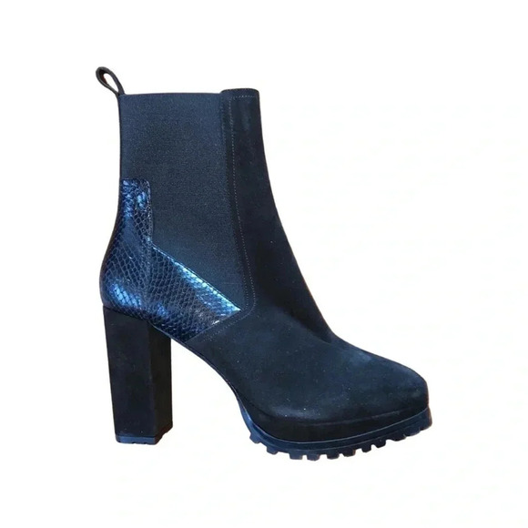 All Saints Sahara Snakeskin Embossed Suede Bootie Size 11 - Picture 7 of 11